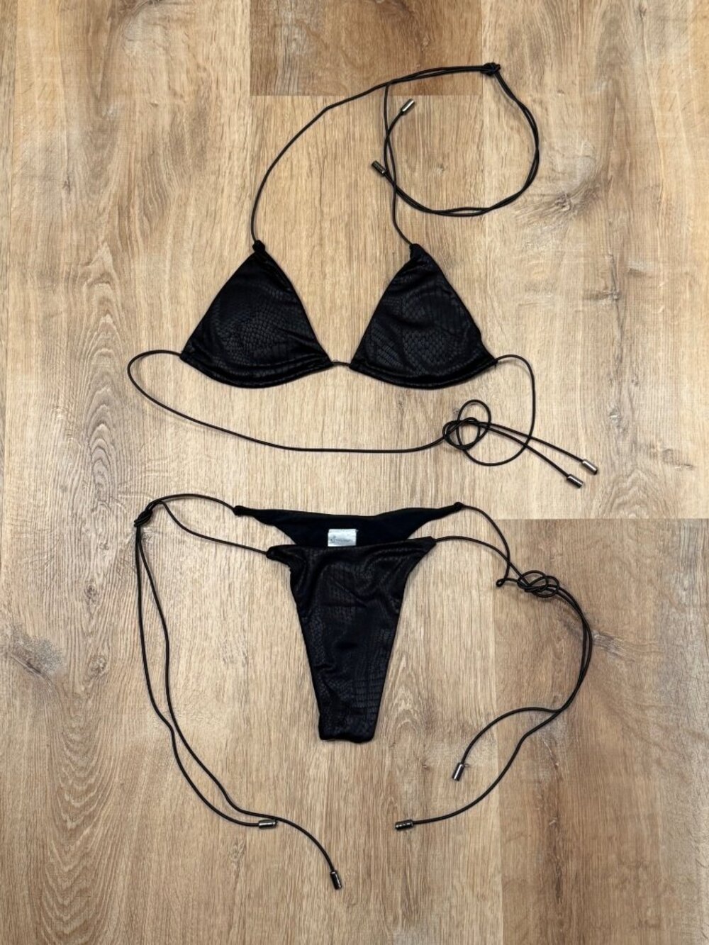 Berry Beachy Micro Bikini Set Size Small Black Snakeskin Print